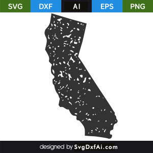 California Map State Geographical Boundaries SVG Cut File, PNG, EPS, .AI, DXF Design