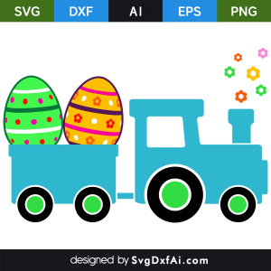 Easter Eggs Train SVG Cut File, PNG, EPS, .AI, DXF Design