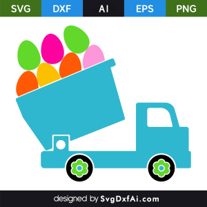 Easter Eggs Truck SVG Cut File, PNG, EPS, .AI, DXF Design