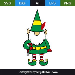 Christmas Gnome Green Dress SVG Cut File, PNG, EPS, .AI, DXF Design