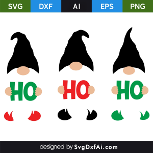 Christmas Gnomes Ho Ho Ho SVG Cut File, PNG, EPS, .AI, DXF Design