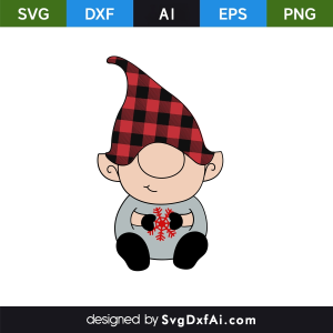 Christmas Male Gnome Cute Holding Snowflake SVG Cut File, PNG, EPS, .AI, DXF Design