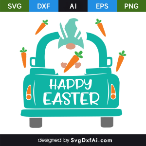 Easter Gnome Carrot Car SVG Cut File, PNG, EPS, .AI, DXF Design