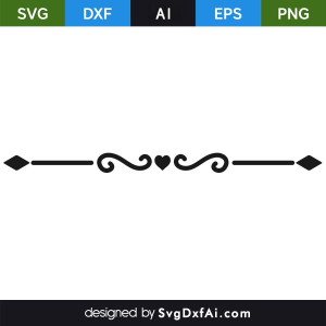 Heart Divider SVG Cut File, PNG, EPS, .AI, DXF Design