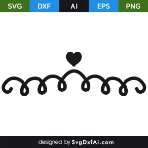 Heart Love Swirl Divider SVG Cut File, PNG, EPS, .AI, DXF Design