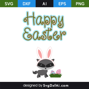 Easter Racoon SVG Cut File, PNG, EPS, .AI, DXF Design